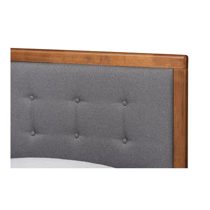 Walnut Brown Finished Wood Twin Size Platform Bed