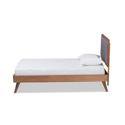 Walnut Brown Finished Wood Twin Size Platform Bed