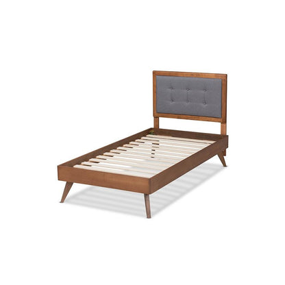 Walnut Brown Finished Wood Twin Size Platform Bed