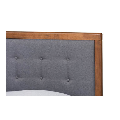 Walnut Brown Finished Wood Twin Size Platform Bed