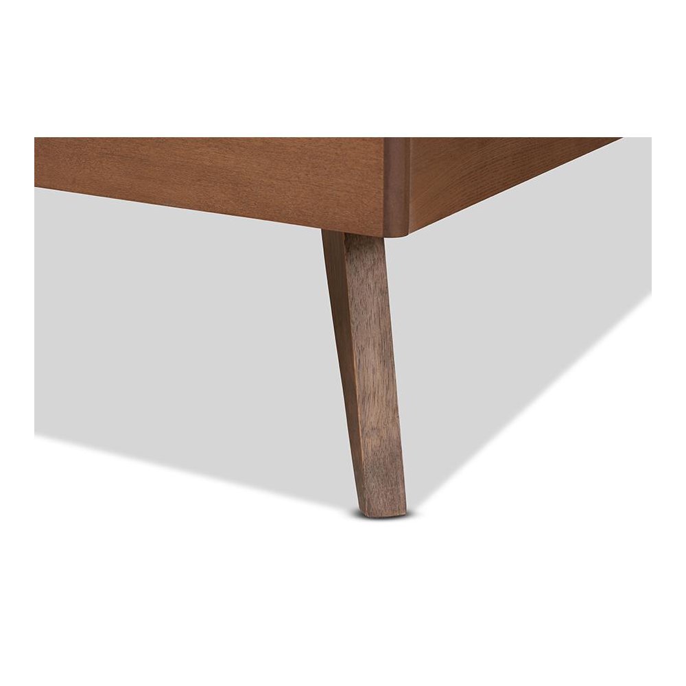 Walnut Brown Finished Wood Twin Size Platform Bed