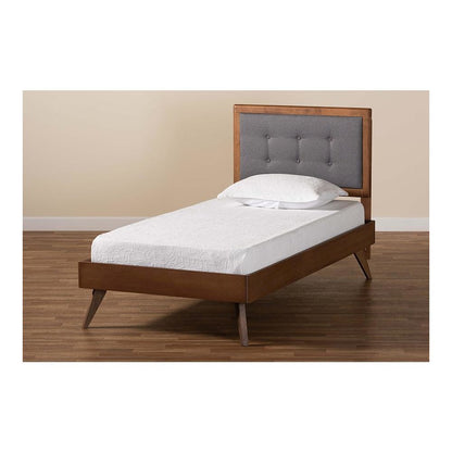 Walnut Brown Finished Wood Twin Size Platform Bed