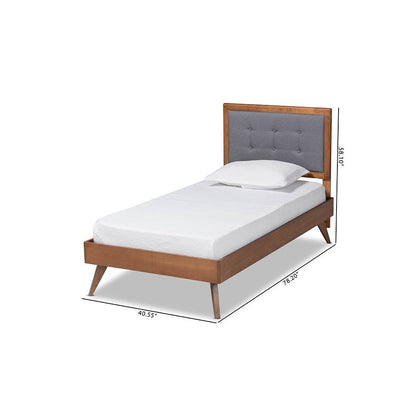 Walnut Brown Finished Wood Twin Size Platform Bed