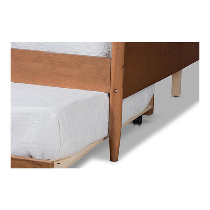 Veles Mid-Century Modern Ash Walnut Finished Wood Full Size Daybed with Trundle