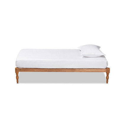 Walnut Brown Finished Wood Twin Size Platform Bed Frame
