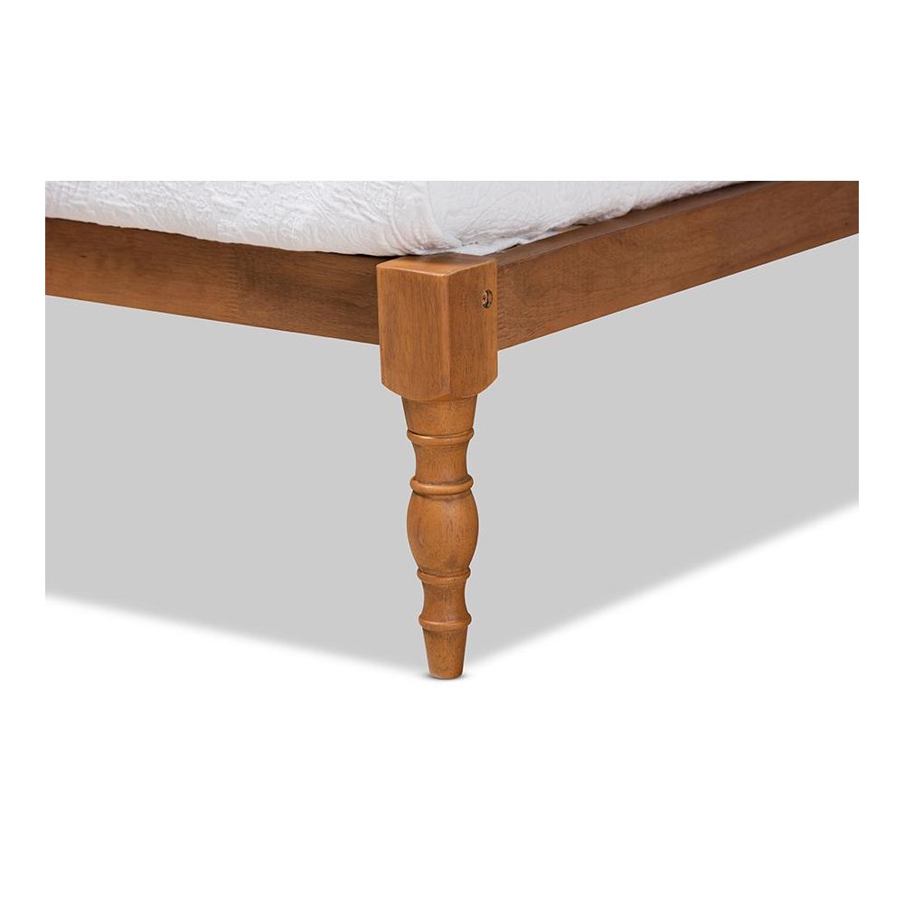 Walnut Brown Finished Wood Twin Size Platform Bed Frame