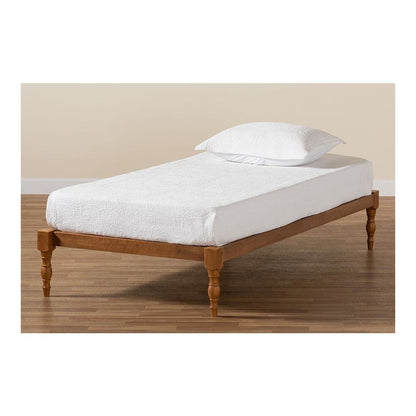 Walnut Brown Finished Wood Twin Size Platform Bed Frame