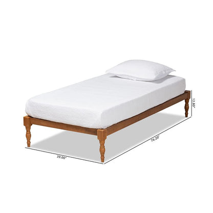 Walnut Brown Finished Wood Twin Size Platform Bed Frame