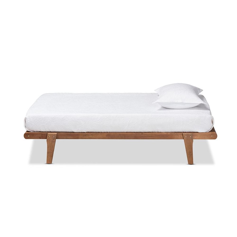 Kaia Mid-Century Modern Walnut Brown Finished Wood Twin Size Platform Bed Frame