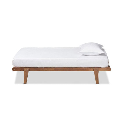 Kaia Mid-Century Modern Walnut Brown Finished Wood Twin Size Platform Bed Frame