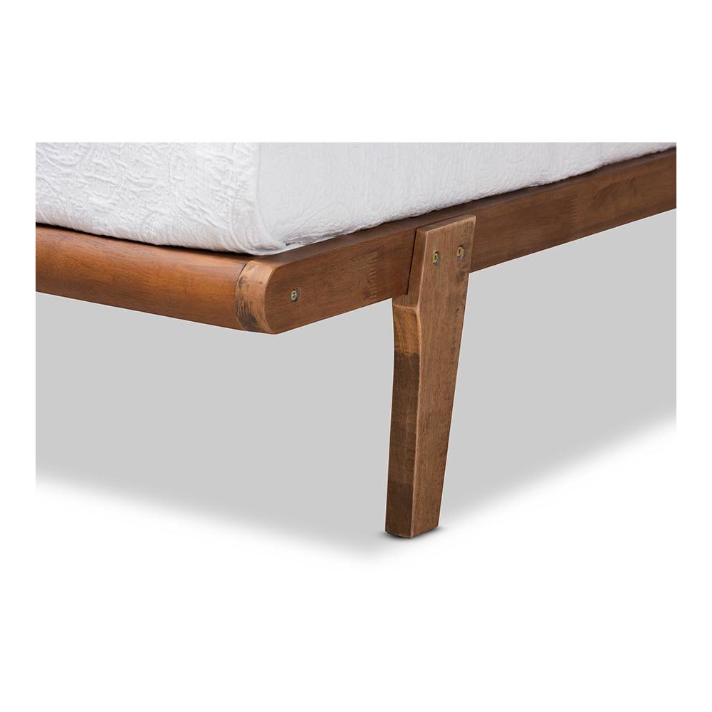 Kaia Mid-Century Modern Walnut Brown Finished Wood Twin Size Platform Bed Frame