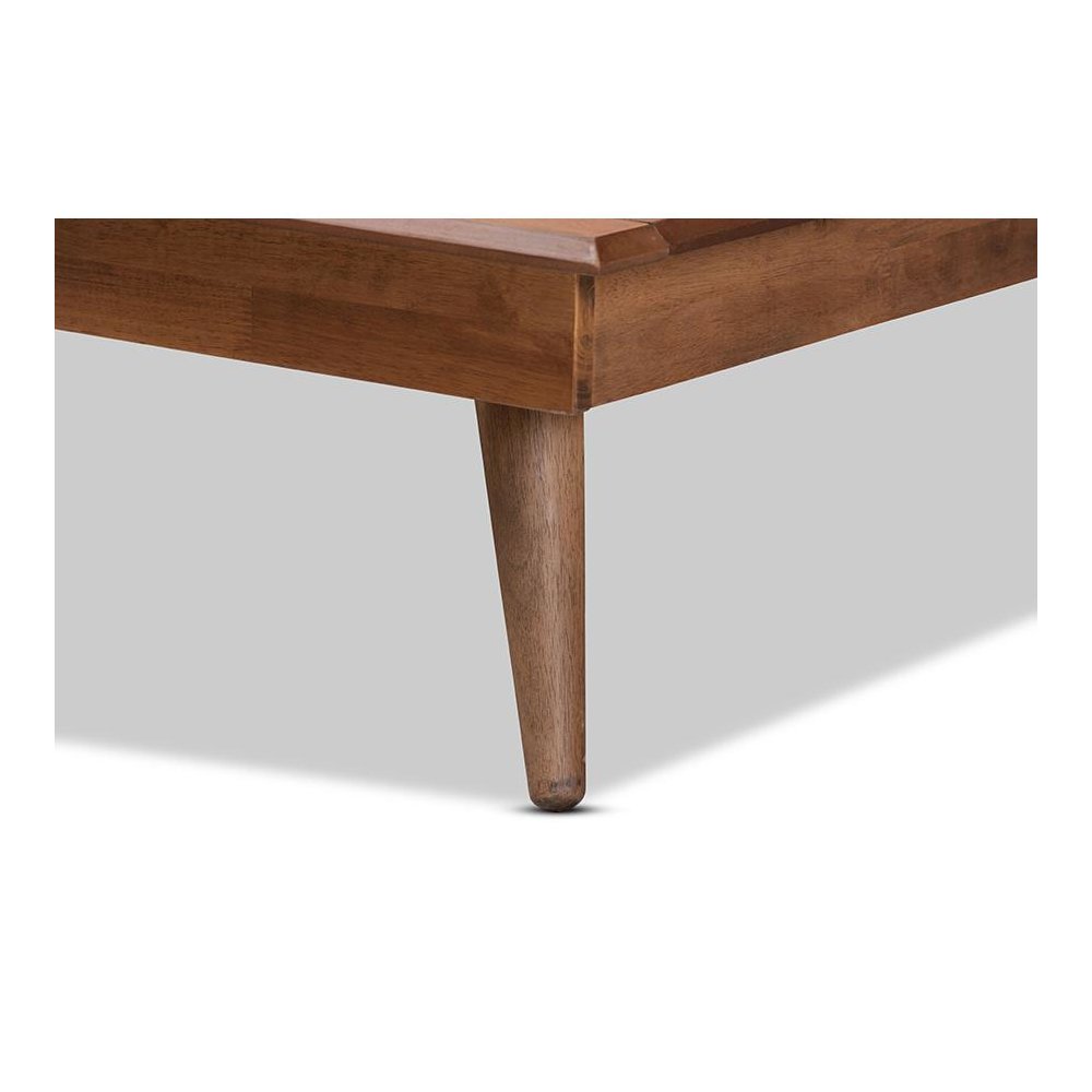 Karine Mid-Century Modern Walnut Brown Finished Wood Twin Size Platform Bed
