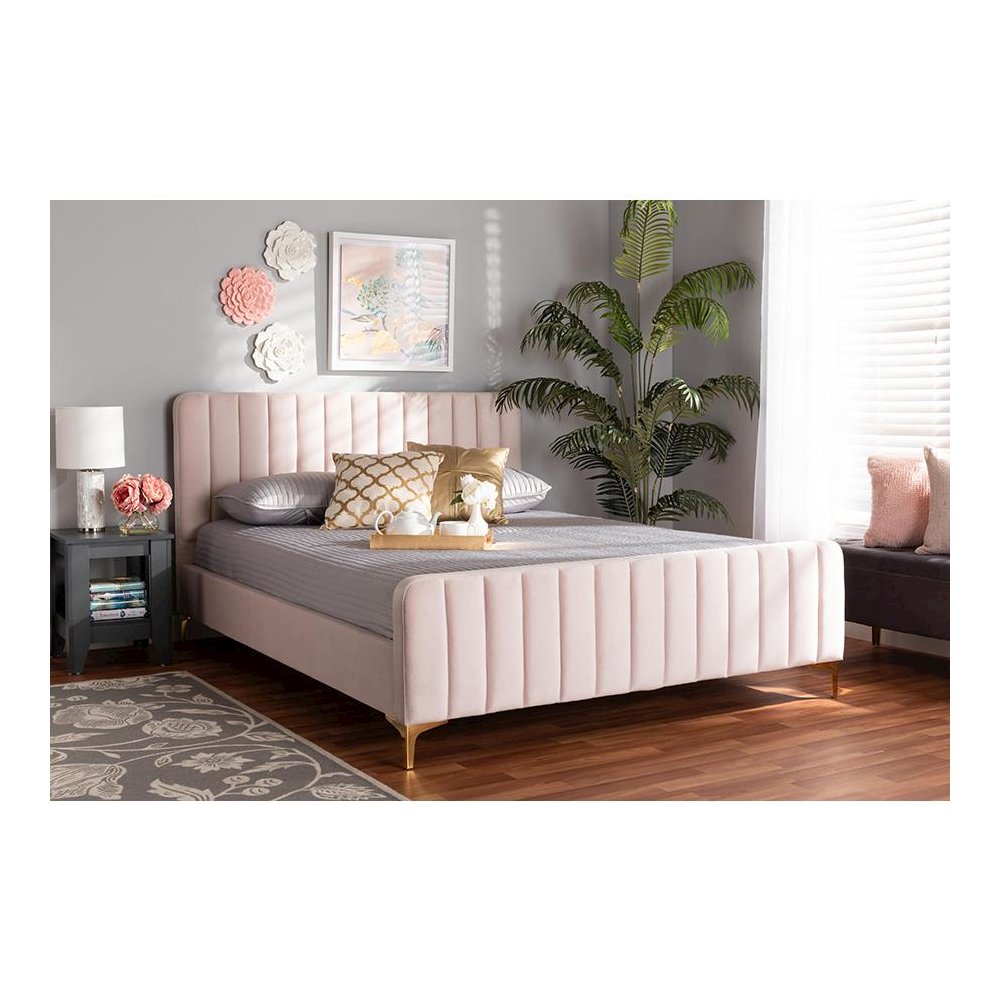 Gold Finished Full Size Platform Bed