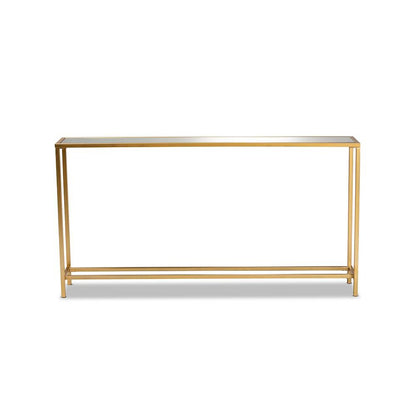 Glam Gold Finished Metal and Mirrored Glass Console Table
