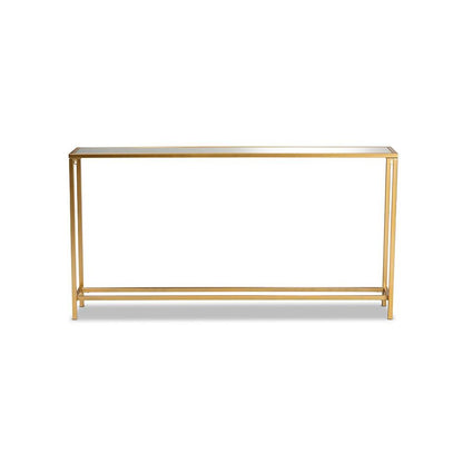 Glam Gold Finished Metal and Mirrored Glass Console Table