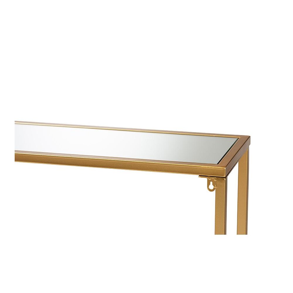 Glam Gold Finished Metal and Mirrored Glass Console Table