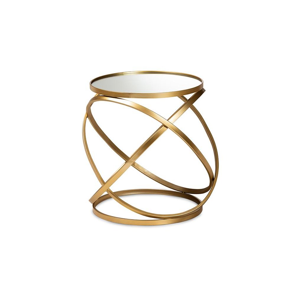 Desma Glam and Luxe Gold Finished Metal and Mirrored Glass End Table