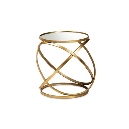 Desma Glam and Luxe Gold Finished Metal and Mirrored Glass End Table