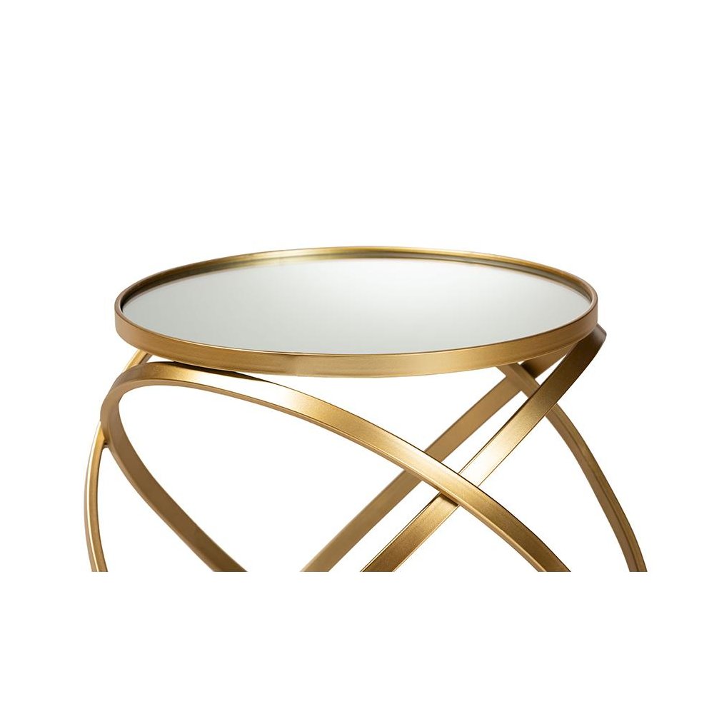 Desma Glam and Luxe Gold Finished Metal and Mirrored Glass End Table
