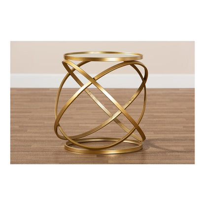 Desma Glam and Luxe Gold Finished Metal and Mirrored Glass End Table