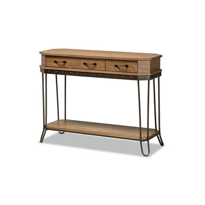 Black Finished Metal 3-Drawer Console Table