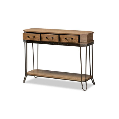 Black Finished Metal 3-Drawer Console Table