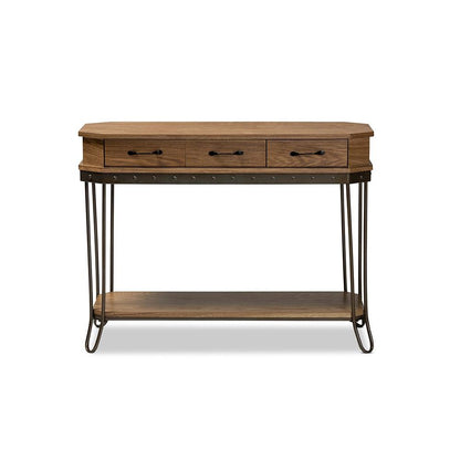 Black Finished Metal 3-Drawer Console Table