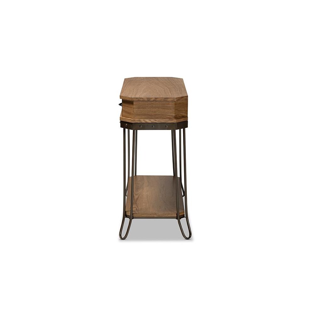 Black Finished Metal 3-Drawer Console Table
