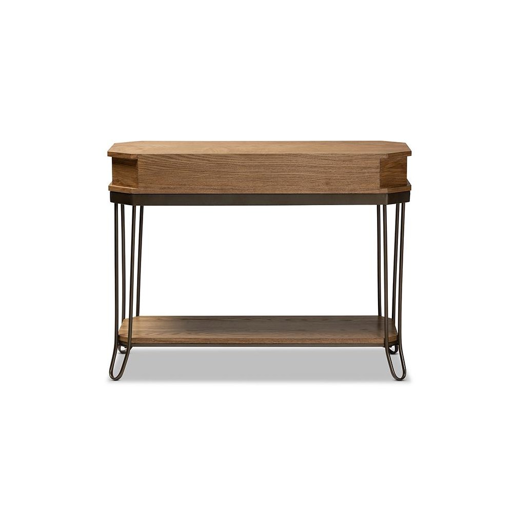 Black Finished Metal 3-Drawer Console Table