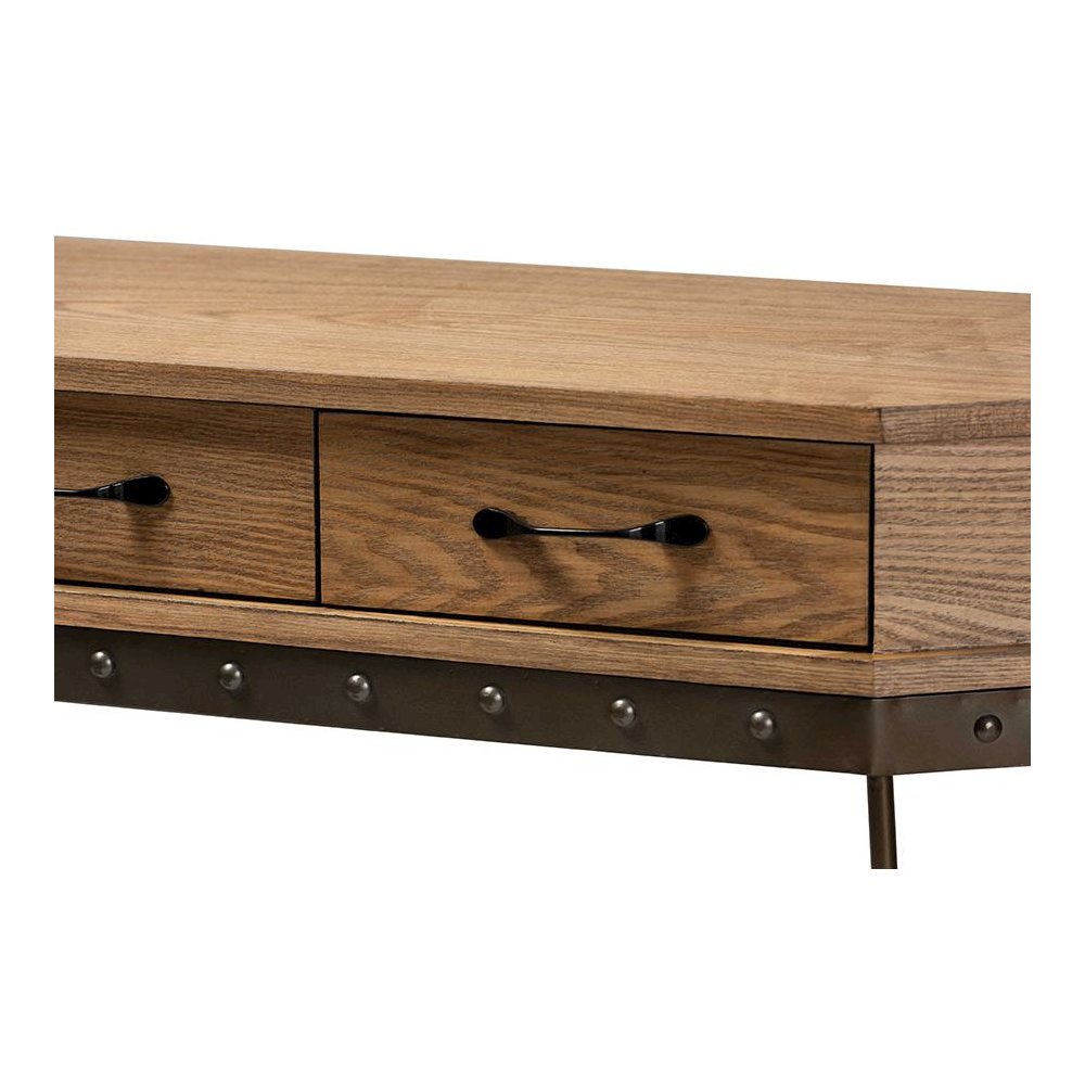 Black Finished Metal 3-Drawer Console Table