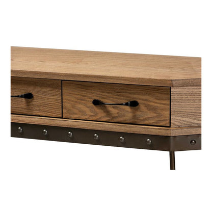 Black Finished Metal 3-Drawer Console Table