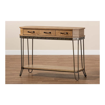 Black Finished Metal 3-Drawer Console Table