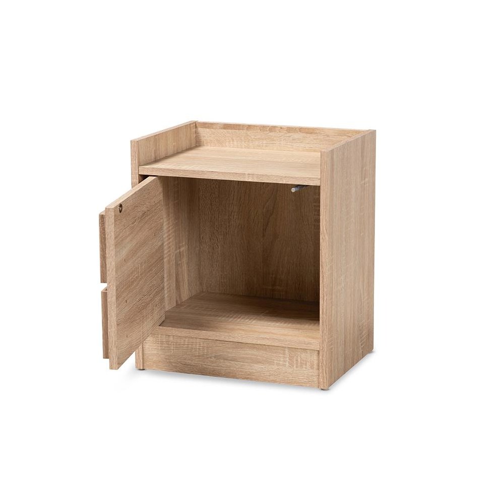 Baxton Studio Hale Modern and Contemporary Oak Finished Wood 1-Door Nightstand