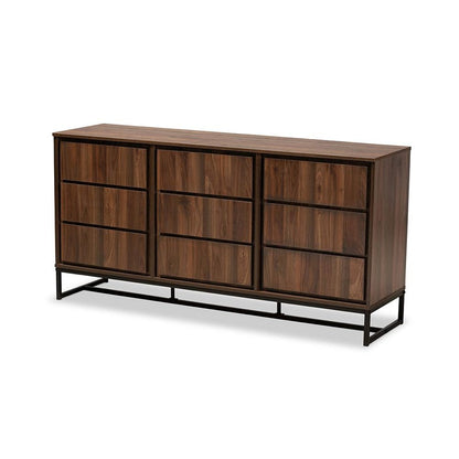 Black Finished Metal 3-Door Dining Room Sideboard Buffet