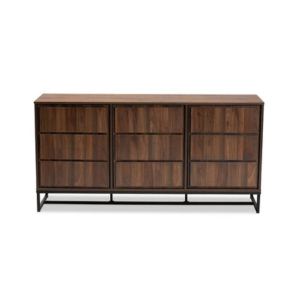Black Finished Metal 3-Door Dining Room Sideboard Buffet