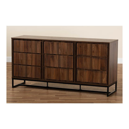 Black Finished Metal 3-Door Dining Room Sideboard Buffet