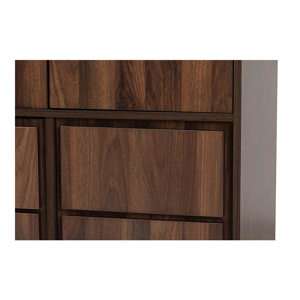 Walnut Brown Finished Wood and Black Finished Metal Multipurpose Storage Cabinet