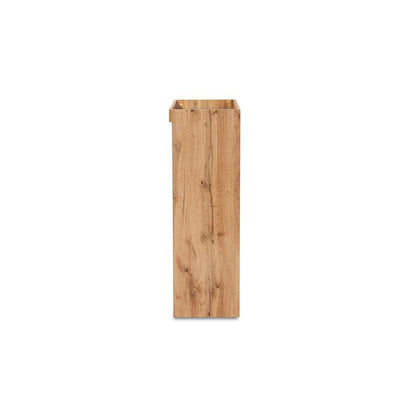 Two-Tone Grey and Oak Brown Finished Wood Shoe Cabinet