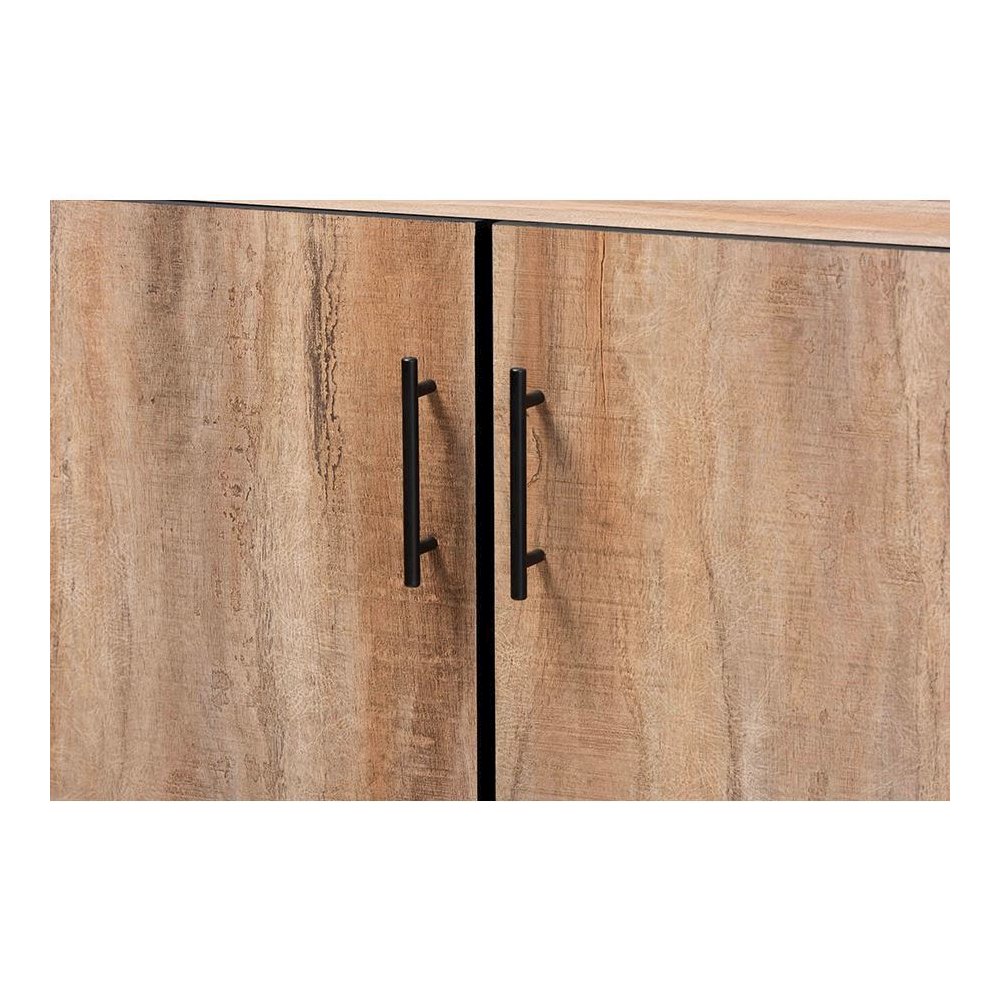 Natural Oak Finished Wood 3-Door Dining Room Sideboard Buffet