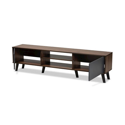 Multi-Tone Grey and Walnut Brown Finished Wood TV Stand