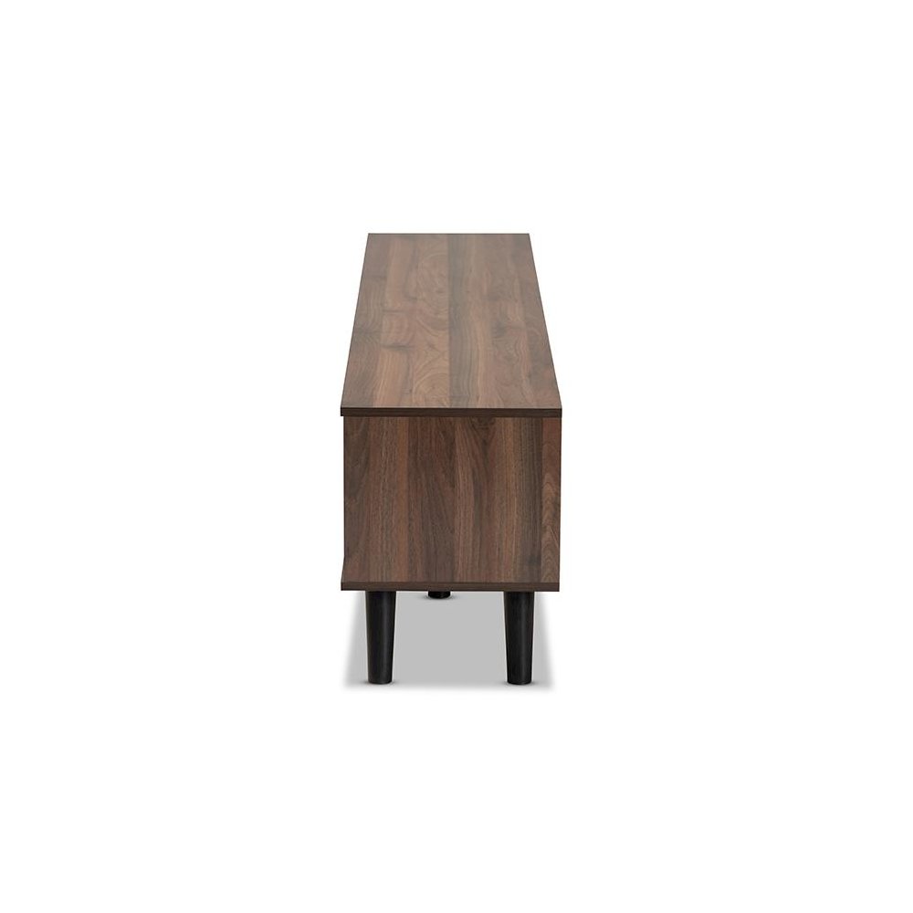 Multi-Tone Grey and Walnut Brown Finished Wood TV Stand