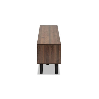 Multi-Tone Grey and Walnut Brown Finished Wood TV Stand