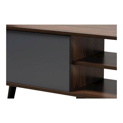 Multi-Tone Grey and Walnut Brown Finished Wood TV Stand