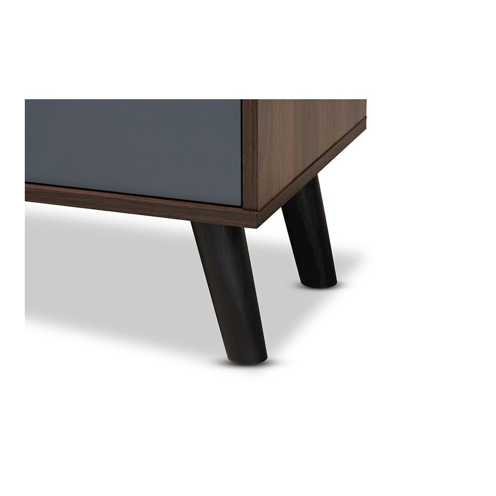 Multi-Tone Grey and Walnut Brown Finished Wood TV Stand