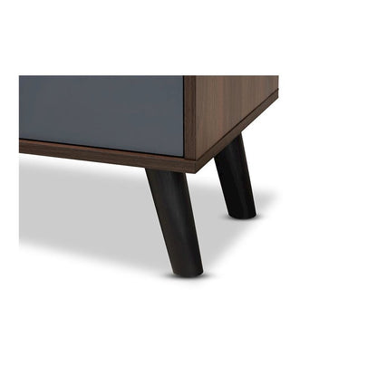 Multi-Tone Grey and Walnut Brown Finished Wood TV Stand