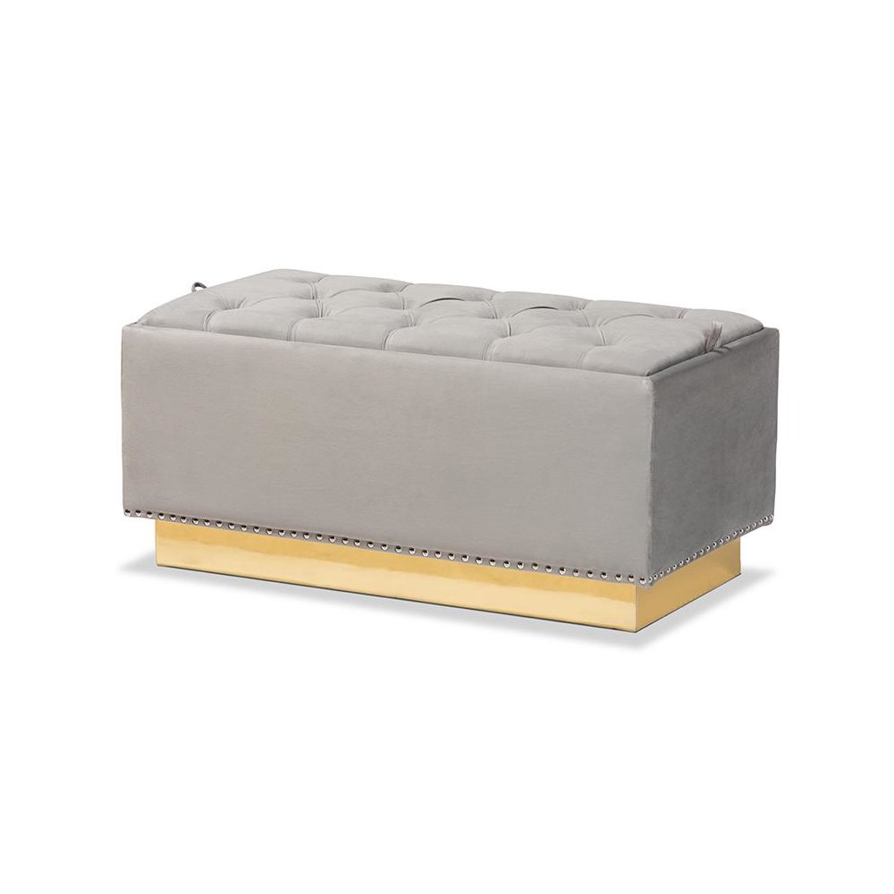 Gold PU Leather Storage Ottoman