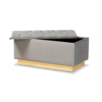 Gold PU Leather Storage Ottoman