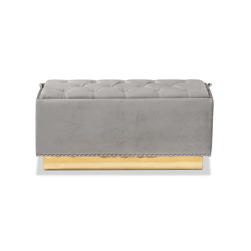 Gold PU Leather Storage Ottoman