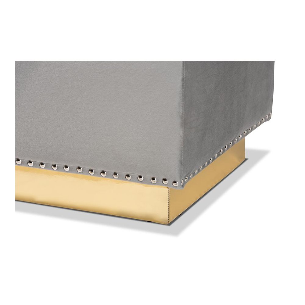 Gold PU Leather Storage Ottoman