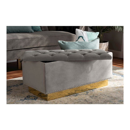 Gold PU Leather Storage Ottoman